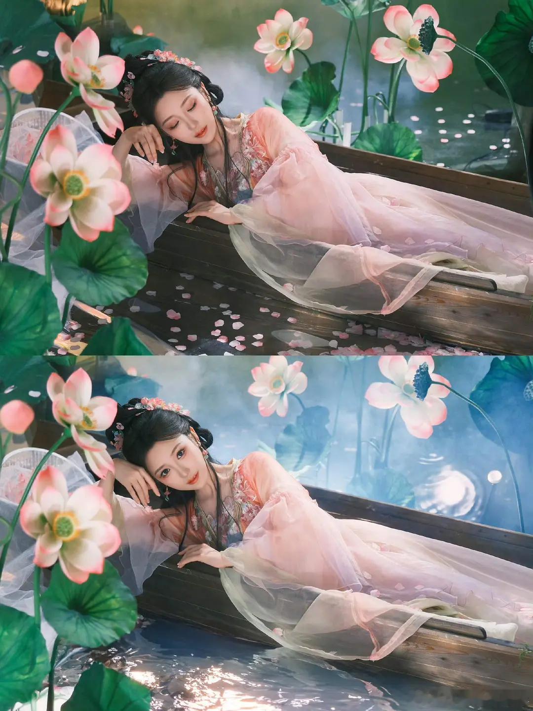毛晓彤这个荷花仙子造型超美的。​​​