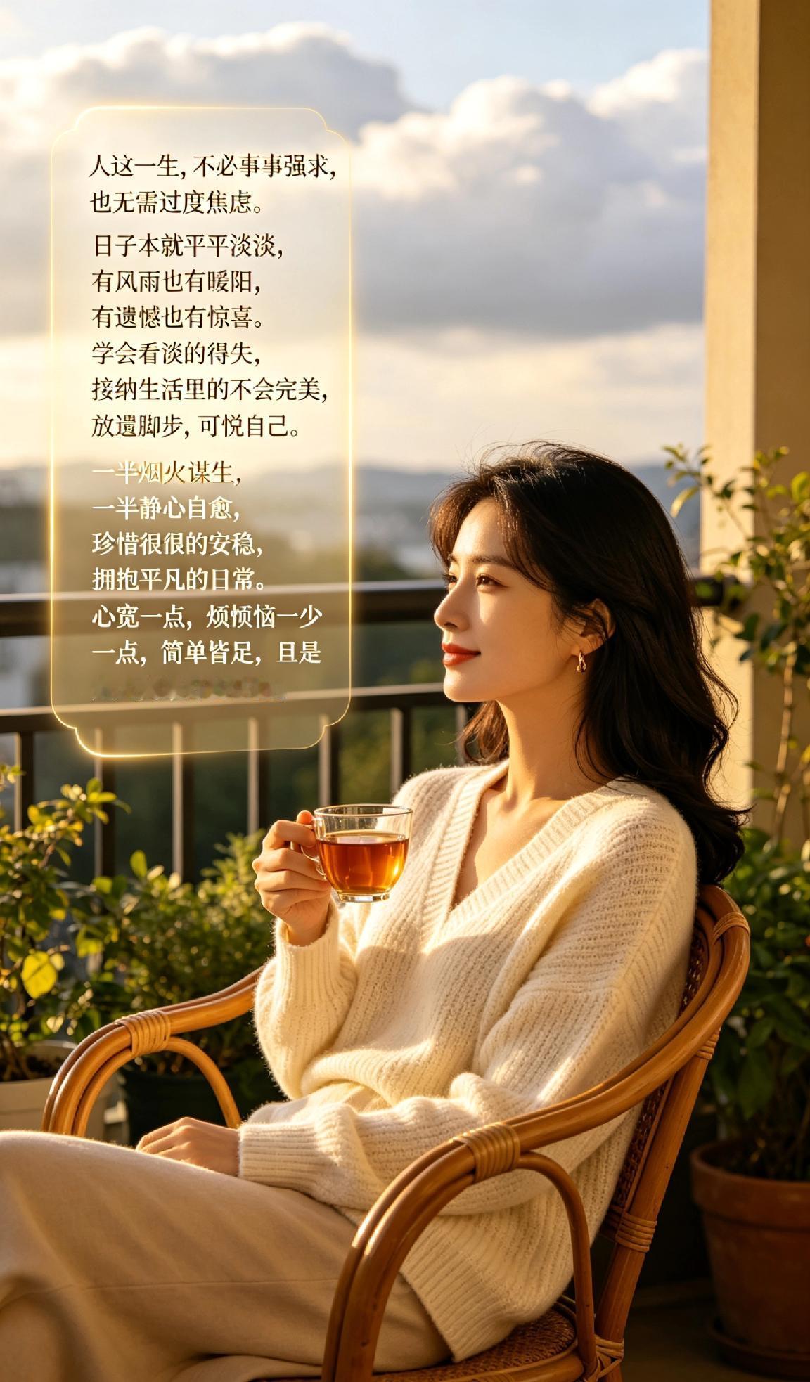 人这一生，不必事事强求，也无需过度焦虑。日子本就平平淡淡，有风雨也有暖阳，有遗憾