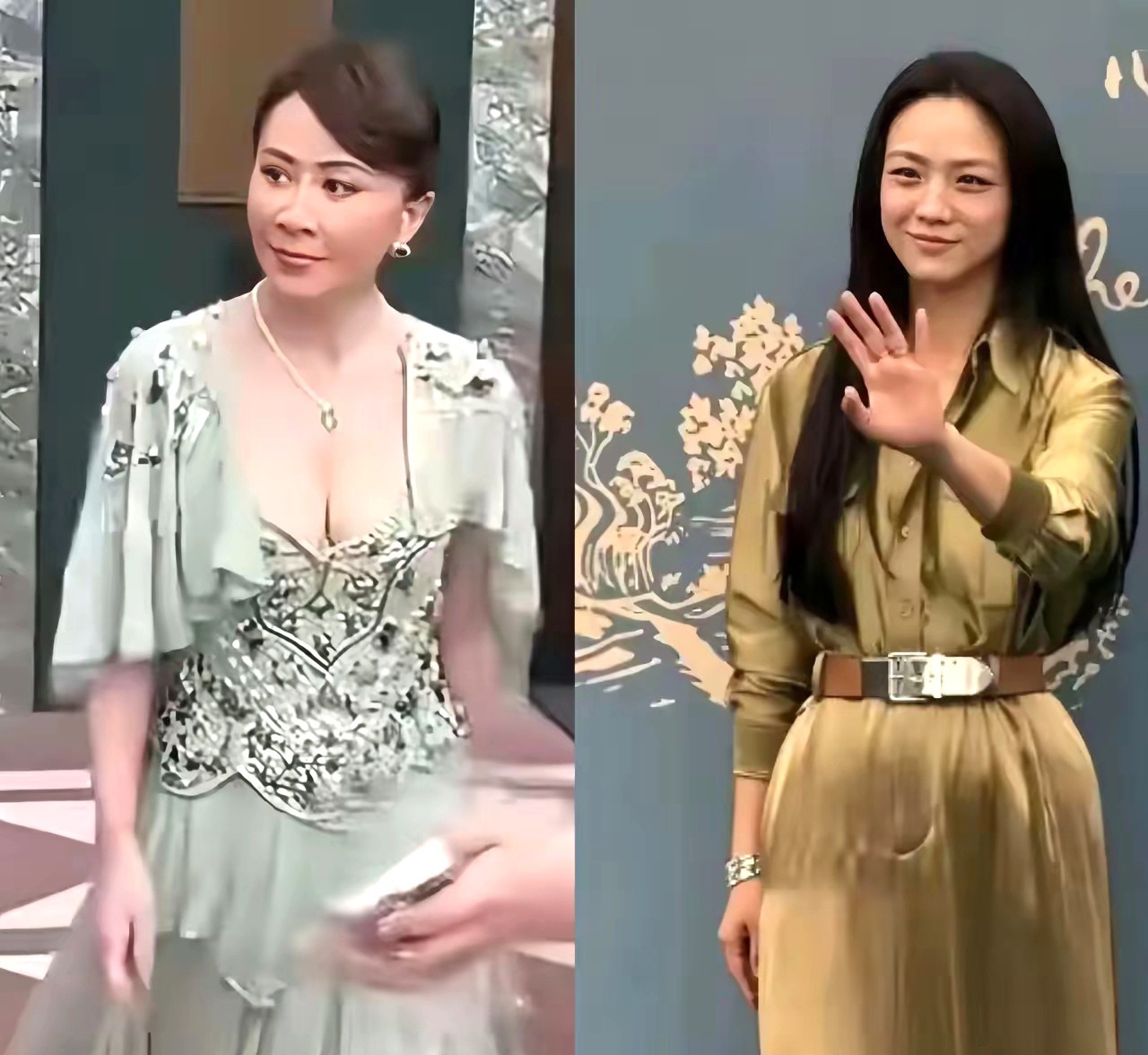 梁朝伟快来看看你老婆！刘嘉玲都快60岁了，和汤唯同框居然完全不输阵。汤唯穿着随性