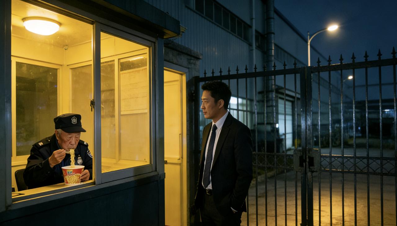 公司来了个新保安，五十多岁，站得笔直。有人认出他，是十年前被裁的销售总监。那会