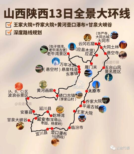 山西陕西连线全景13日大环线旅游攻略，深入陕西山西两省小众旅行地山西王...