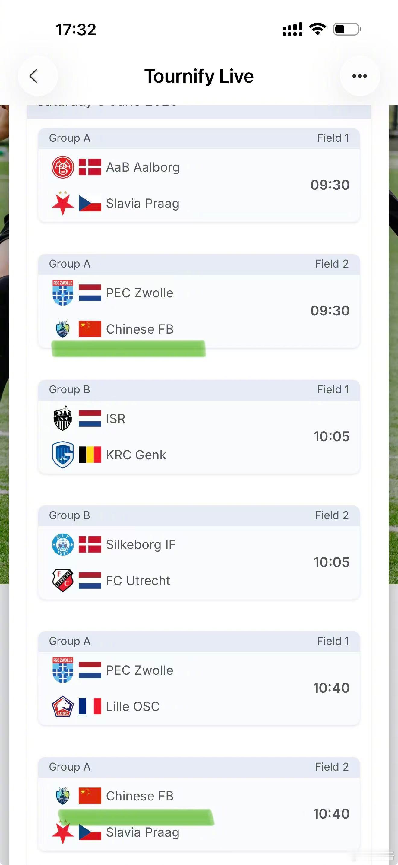 6月6/7日，荷兰🇳🇱杯赛，中国足球小将0910赛程确定，第一天，5场比赛