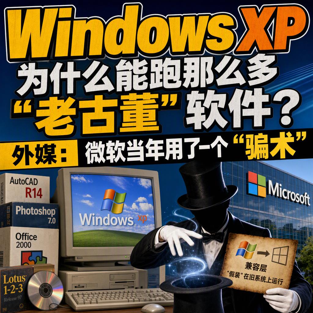 WindowsXP退役多年，可它“特别能跑老软件”的名声一直没散。最近外媒W