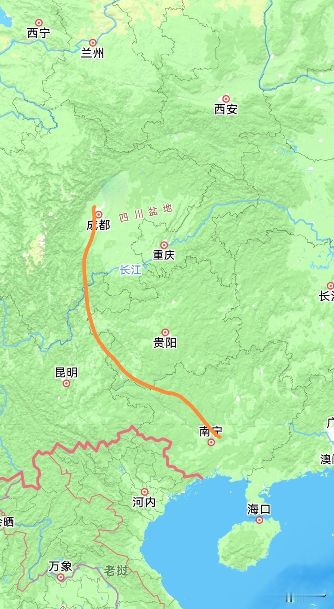 如果绕开贵阳，从成都经曲靖到广西南宁修一条高铁，是叫成南高铁？还是成宁高铁？