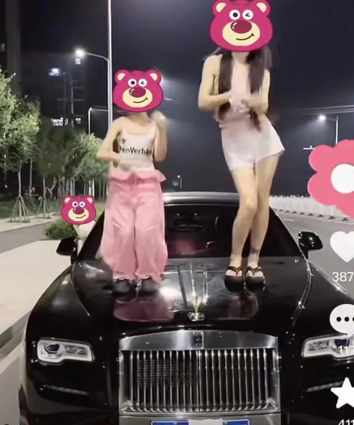 这下不跳了，女网红为博眼球，站在劳斯莱斯引擎盖上跳舞，本以为能搏一波流量，结果得