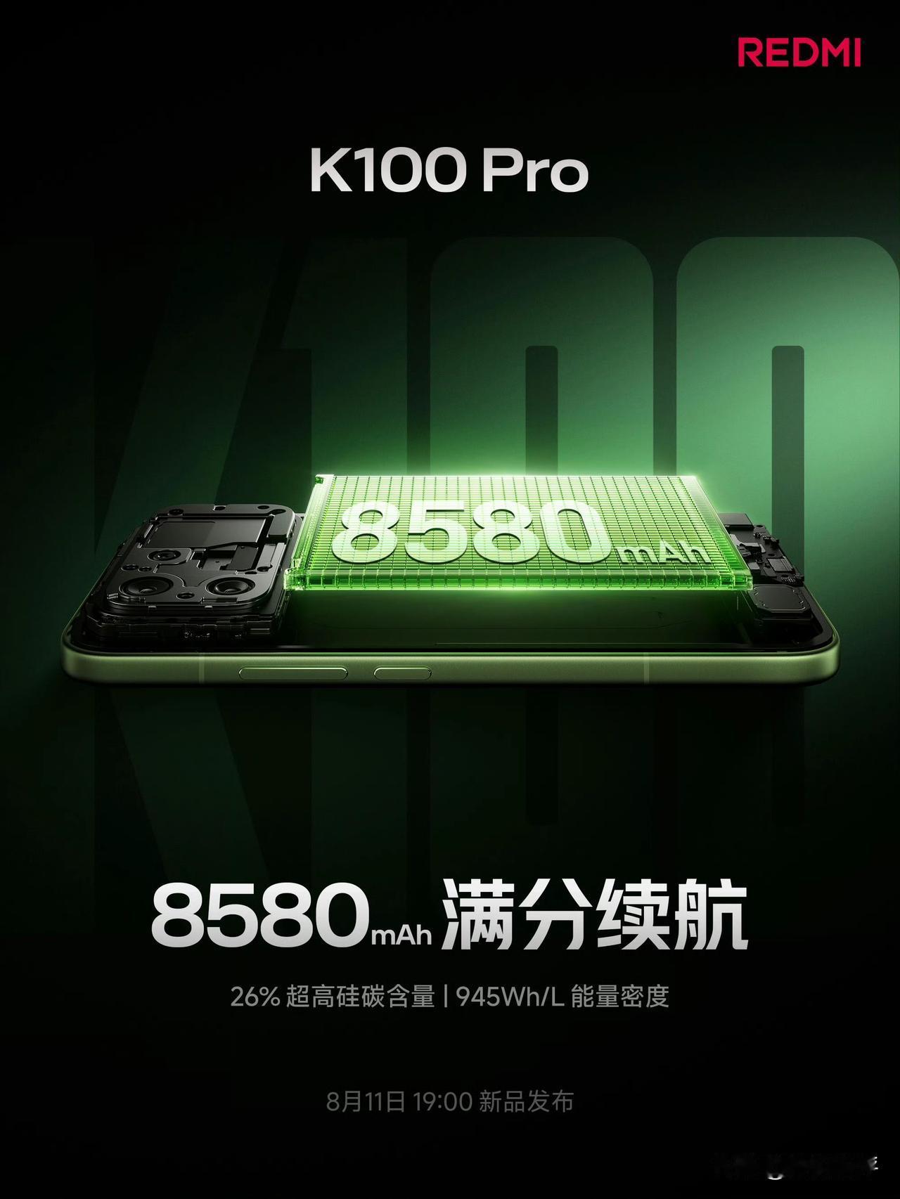 红米K100Pro是6.59英寸，中尺寸机型，电池容量8580毫安[捂脸哭]比上一