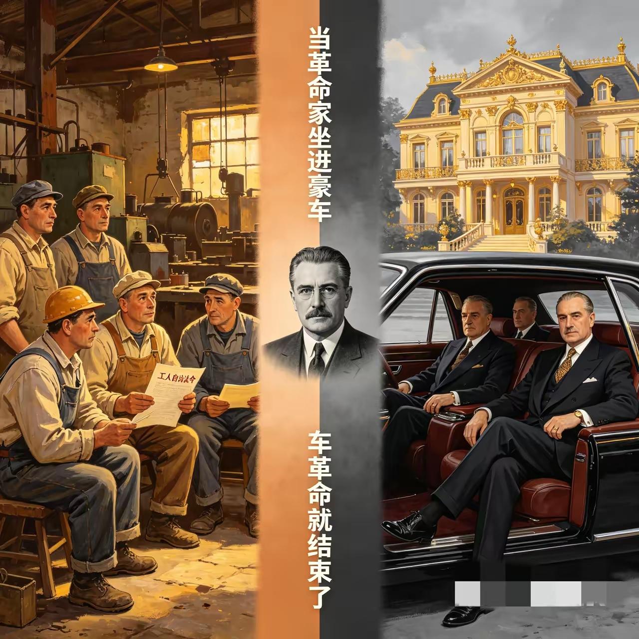 当革命家坐进豪车革命就结束了。这句话说得真狠。什么意思？就是说，有些人起来革