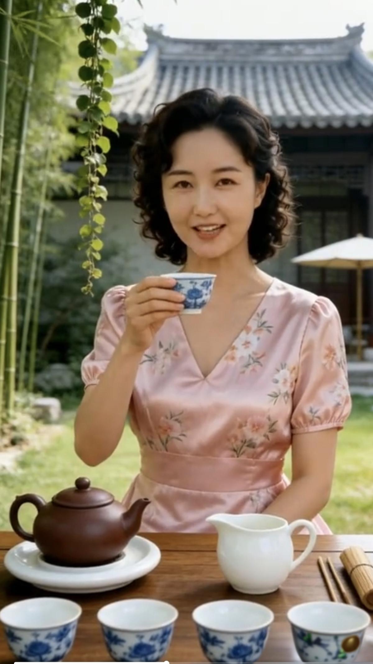 闲来静坐品茗茶，触景生情思年华。一沉一浮是茶叶，…………………………请你