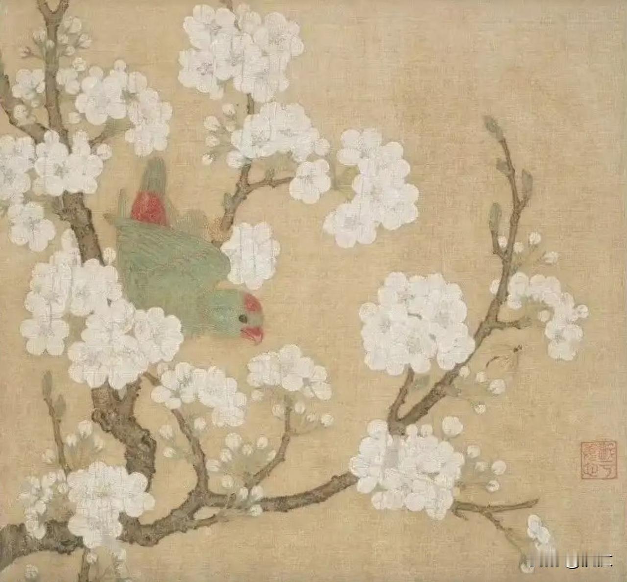 唐诗里有一首写梨花的诗，被誉为咏物神品。沅汰博物馆丘为写的《左掖梨花》。