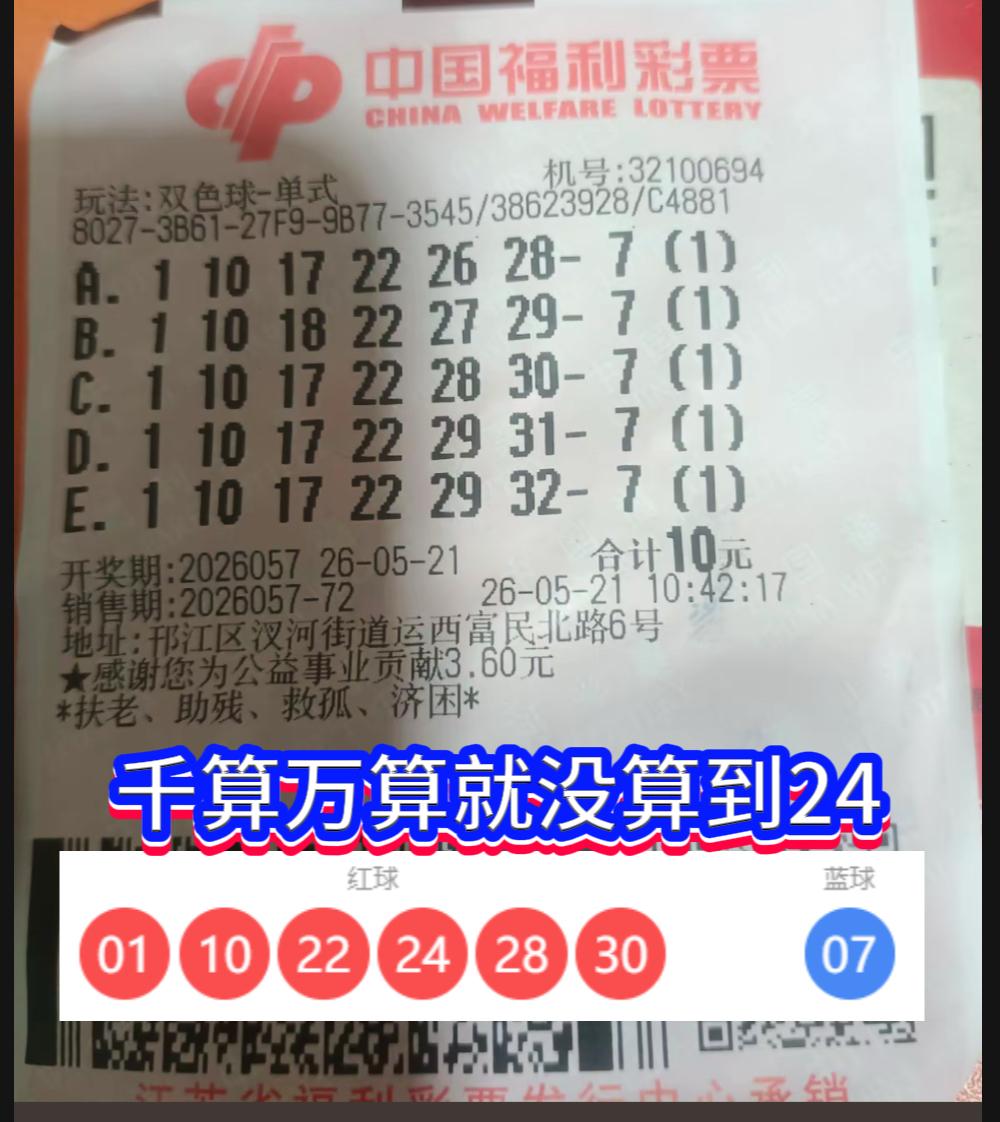 千算万算差一号！江苏彩友与692万大奖擦肩而过2026057期双色球开奖，江
