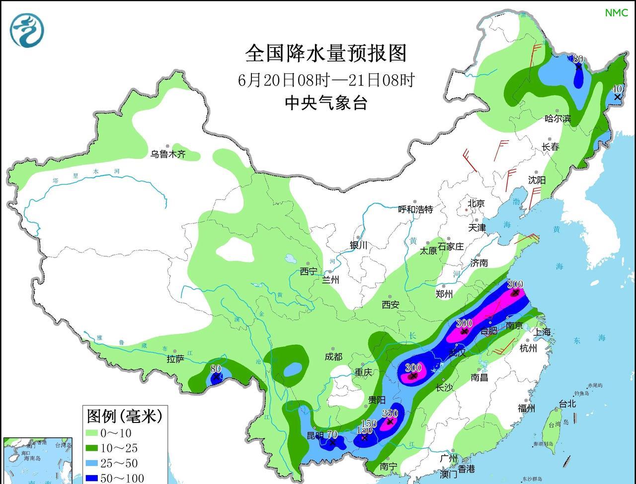 今天的暴雨带随着冷切变线逐渐往南边压，主力来到江苏和安徽我们预计今天到明天，广