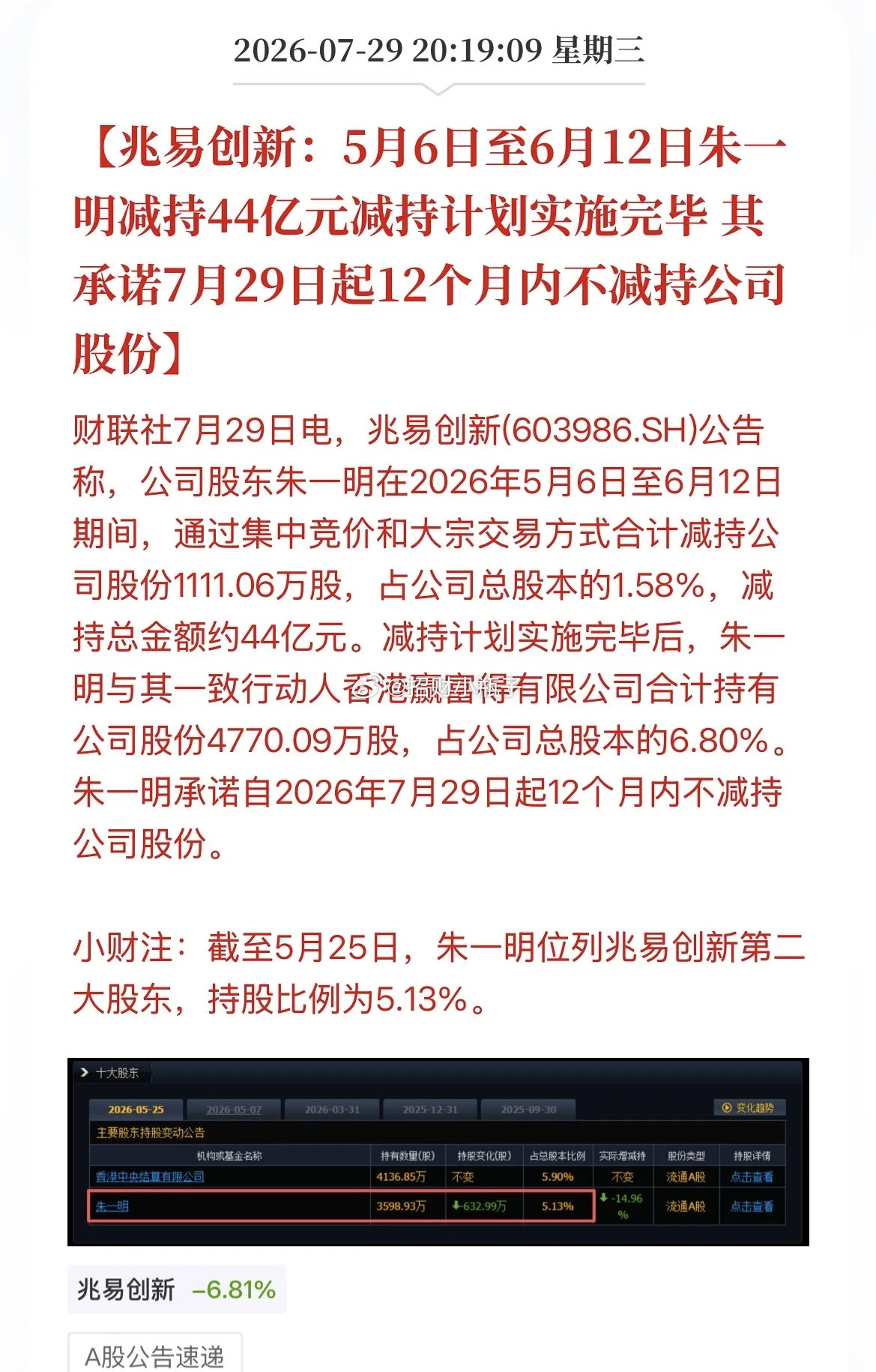 个人高位减持44亿，公司低位回购10亿，而且时间拉长到2026年12月31日至2