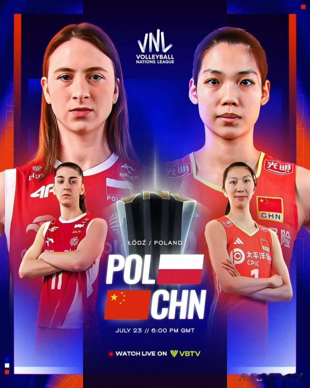 中国女排VS波兰女排焦点大战一触即发！总决赛1/4决赛官方宣传海报出炉，吴梦洁和