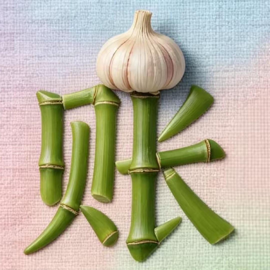 大蒜厨房必备好搭档！这个组合很搞笑，非常好的词语[呲牙笑]你会吗？