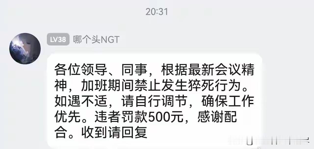 这到底是家什么神仙公司啊？加班期间不允许发生猝死行为如遇不适请自行调节确保