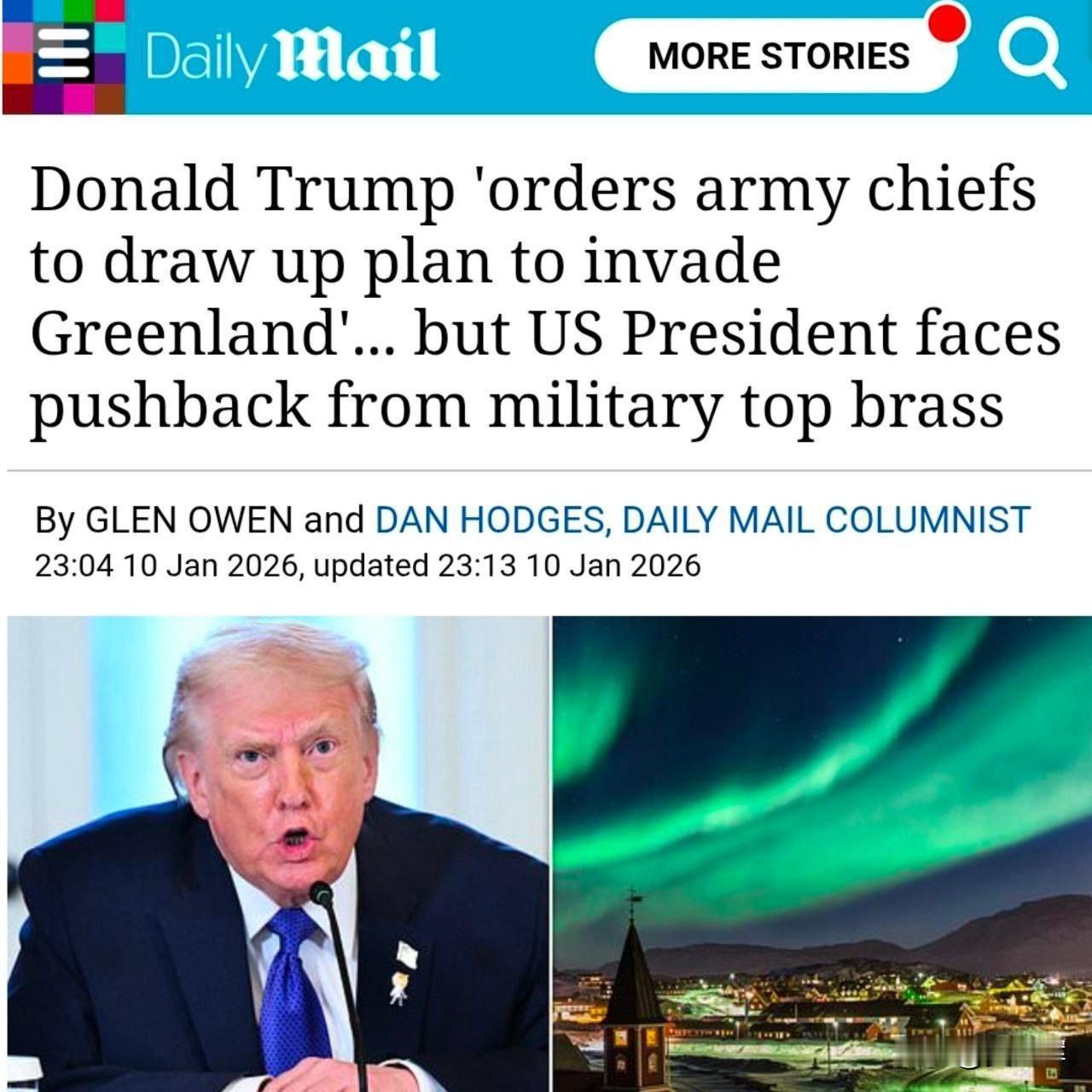 外媒：特朗普下令美军特种作战指挥官制定入侵格陵兰的行动计划1月10日，《星