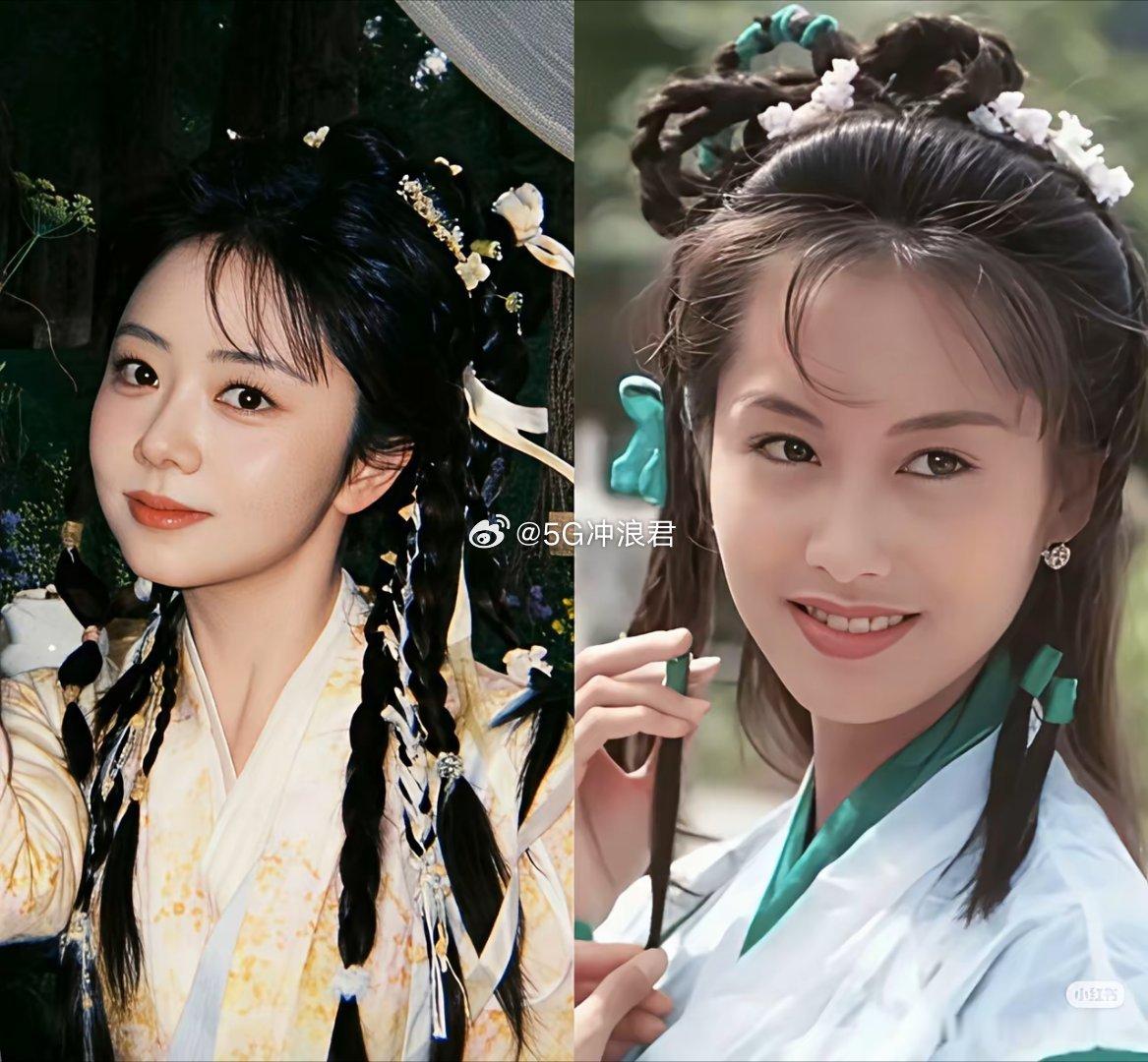 不得不说这个发型除了朱茵之外，最好看的就是谭松韵了。就谭松韵这个造型去演黄蓉