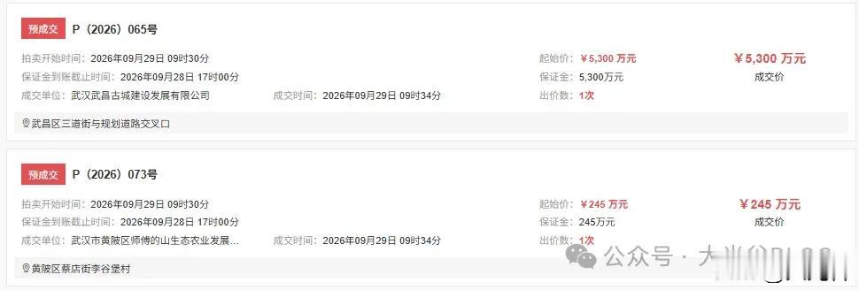 武汉9月30日多宗地块顺利成交9月30日，武汉土拍迎来集中出让，