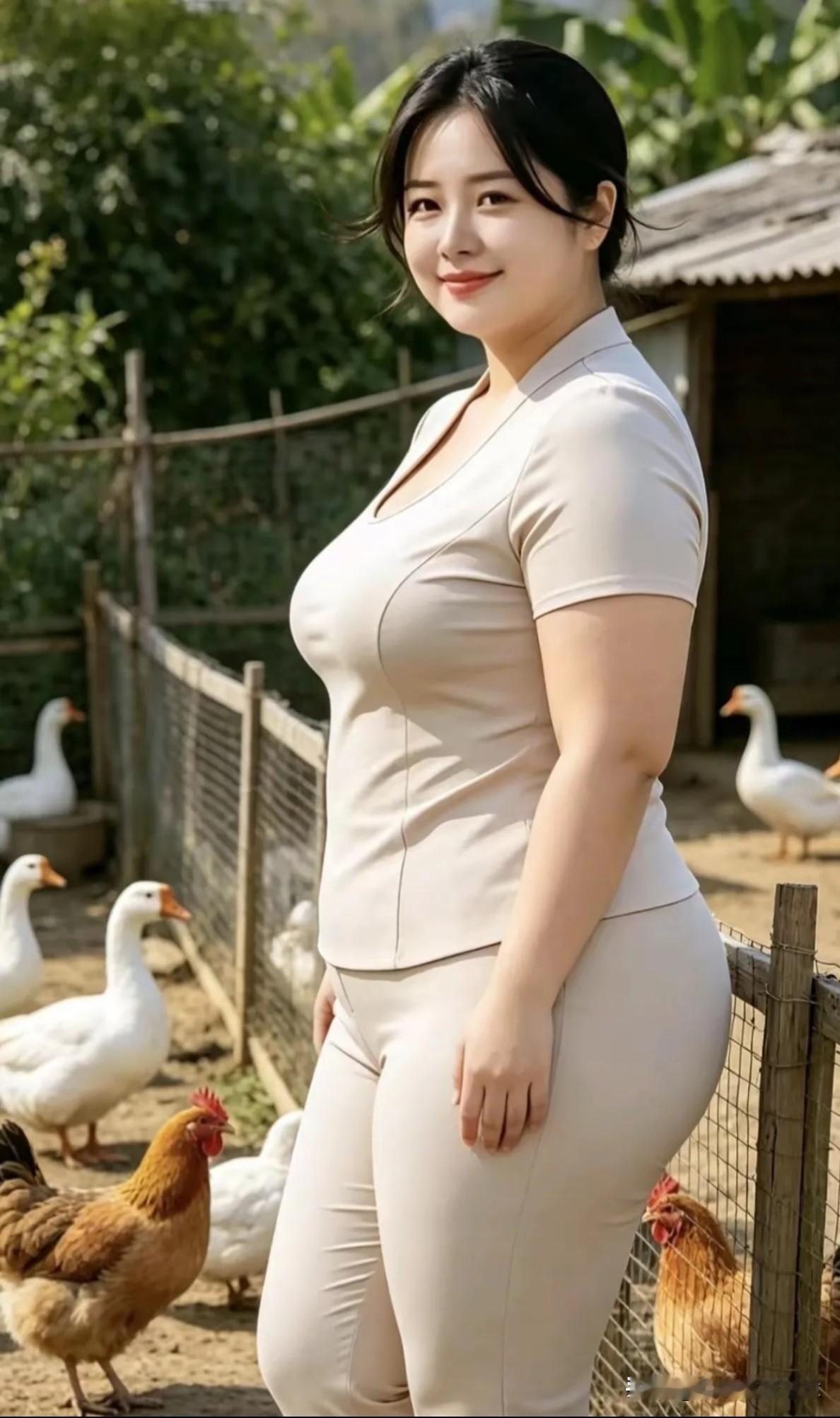西江月·村妇吟小院鸡鸭相伴，清风绿树围墙。一身素净浅衣裳，笑里温柔清朗。