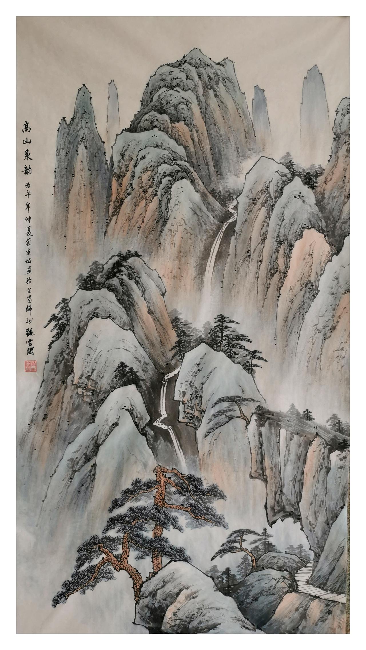 国画艺术作品宁静的山水画