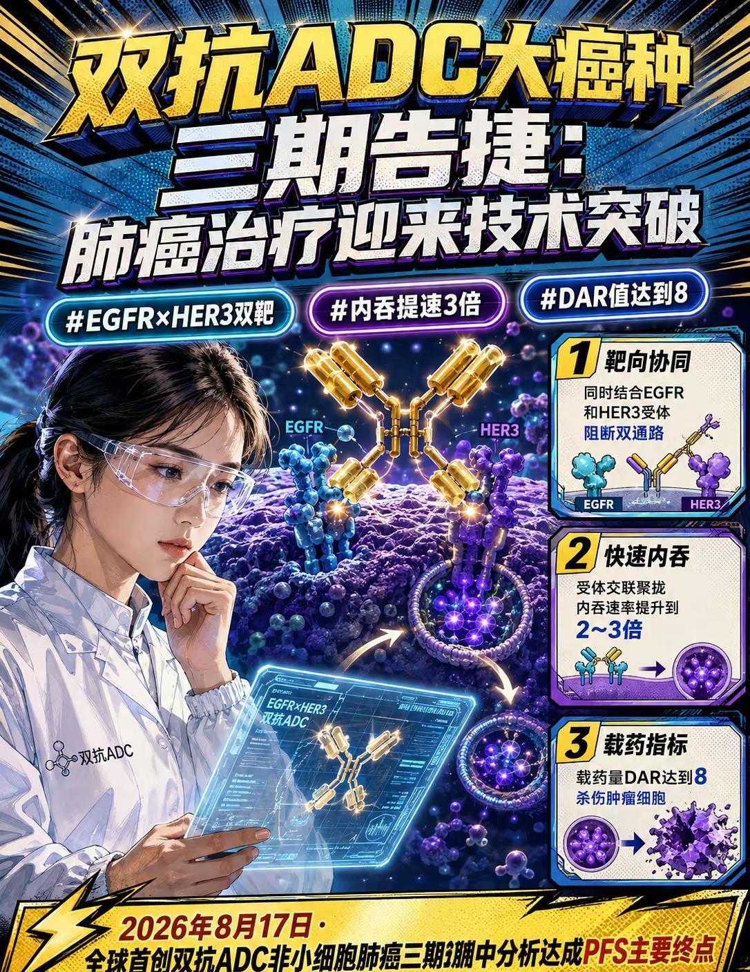 首创双抗ADC临床突破，肺癌治疗迎来革新。全球抗肿瘤药物研发迎来技术突破，百利天