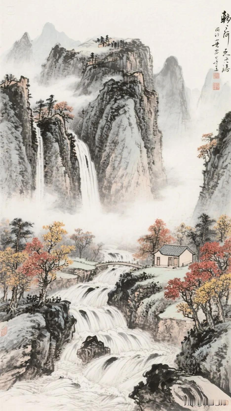 【中国画】山高水长，古韵流芳。春日生活打卡季山青绿叶风景美山河水秀风景美古