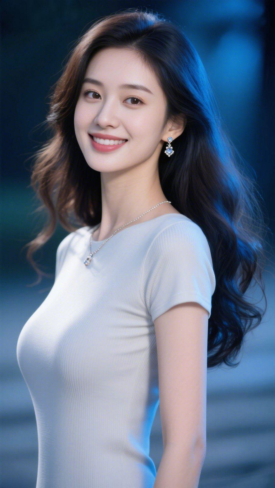 夜色温柔映笑颜夜色晕开一片清浅的蓝，朦胧的光影像揉碎的星河，轻轻覆在周身。