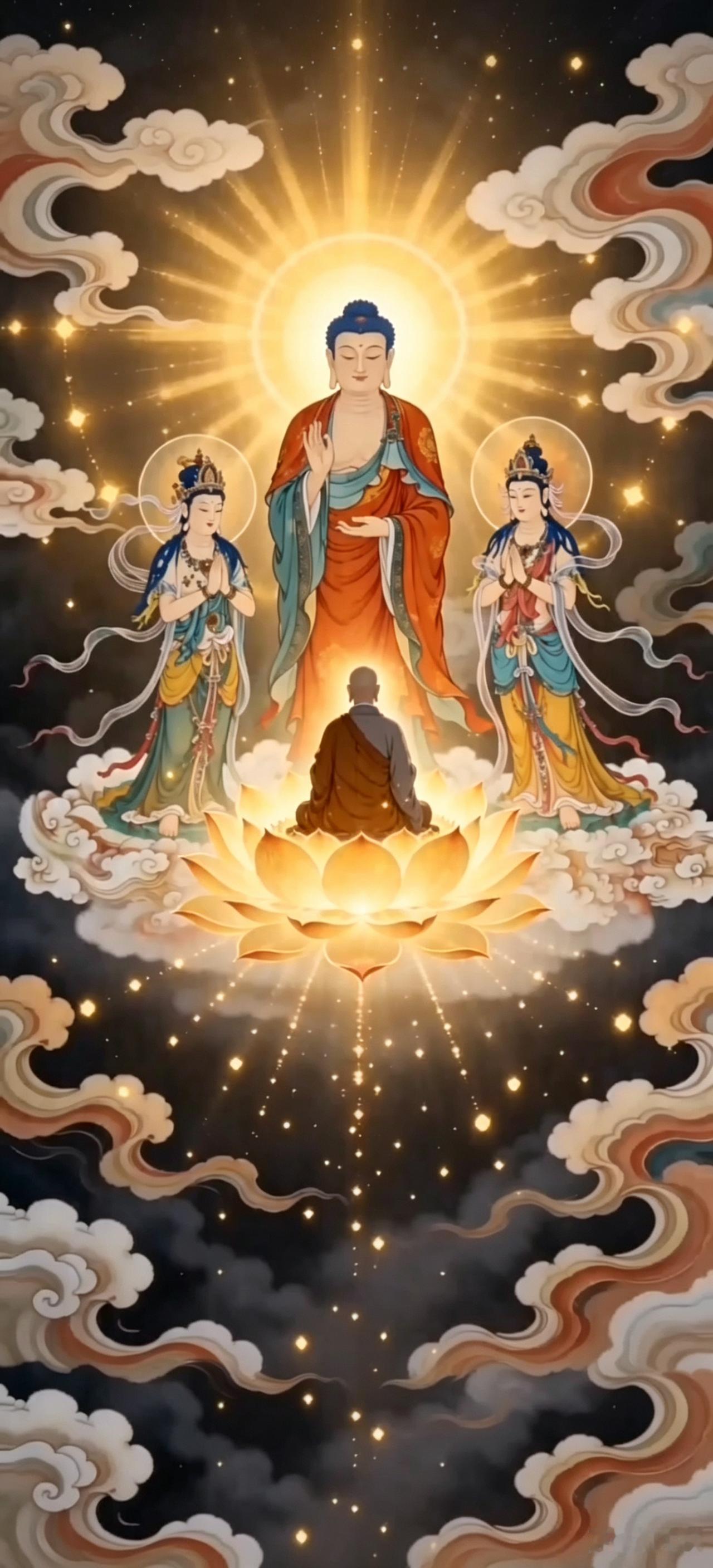 一句南无阿弥陀佛，万德总持，一生心安六字洪名，统摄万法三福、六和、三学、