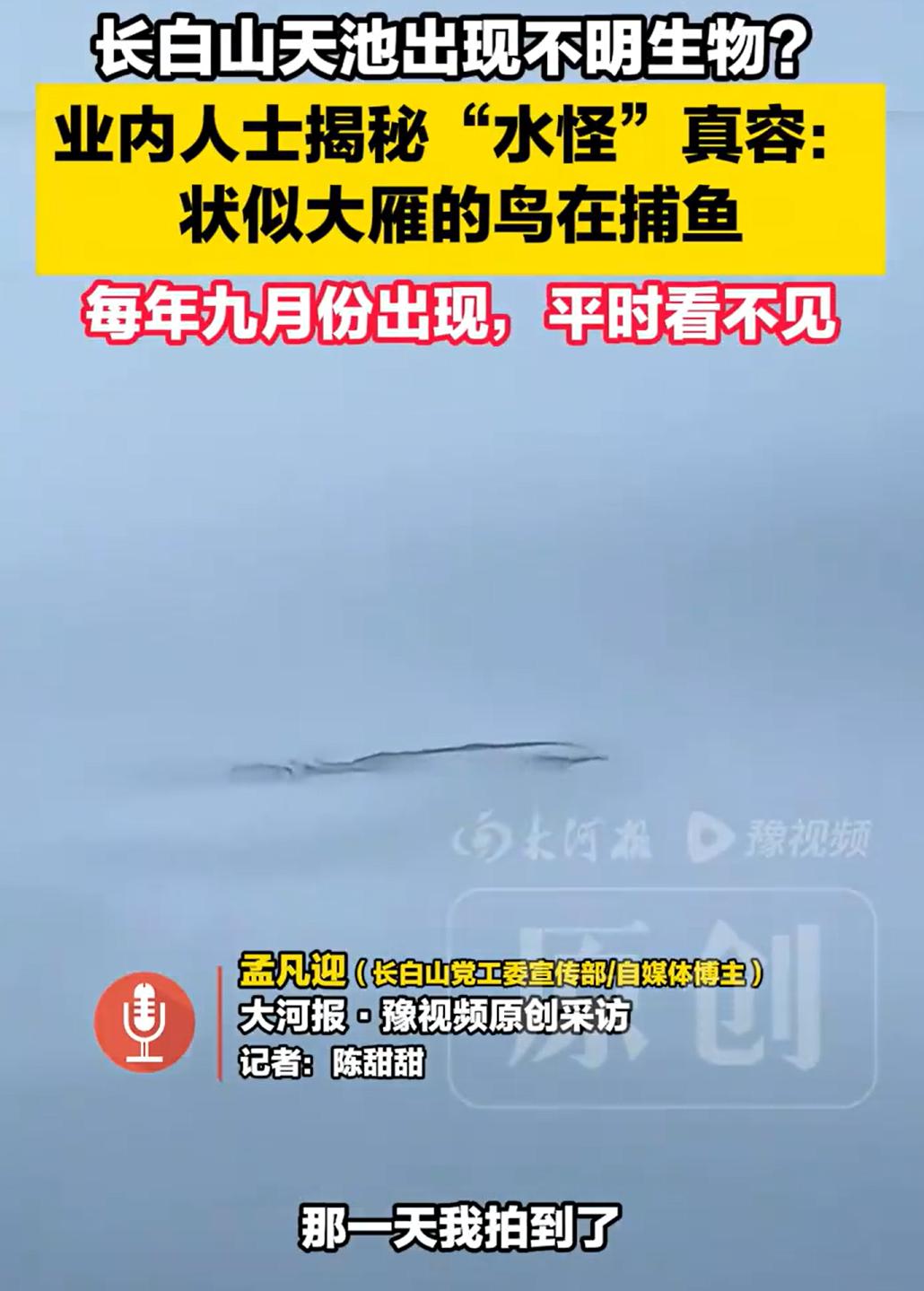 长白山天池水怪，被揭秘了。这位摄影爱好者太不懂事了，这么大大方方的公开“水怪