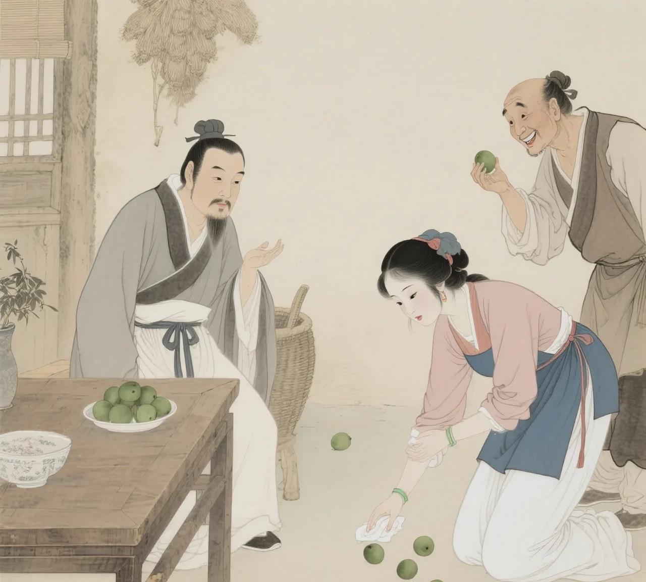 嘉定年间，官员贾涉去临安接受任命。途中来到一户人家休息，见那农妇长得美貌端庄，又