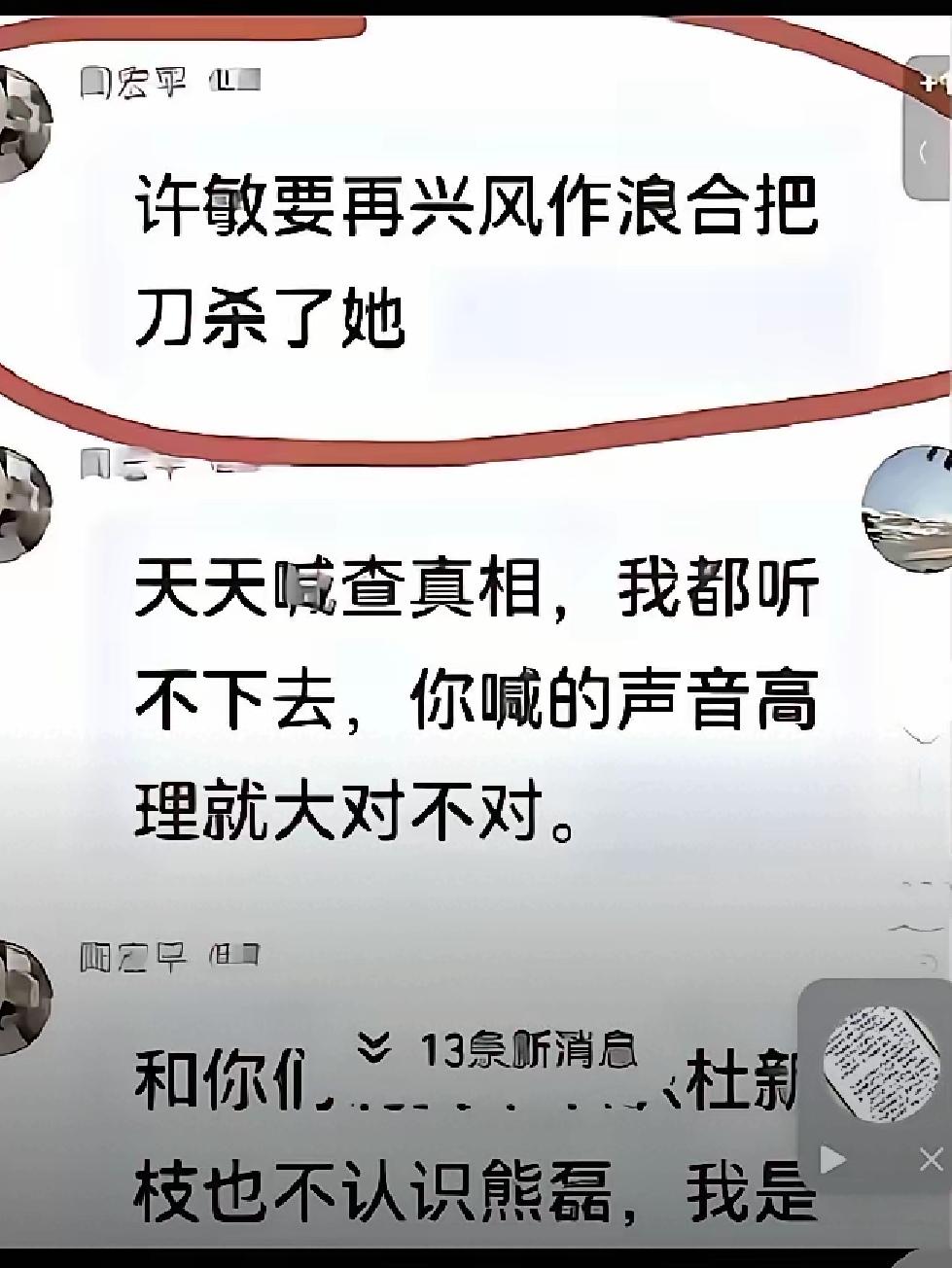 网络不是法外之地，评论区竟然出现恶意威胁言论。有人公然留言放出狠话，如果许敏继