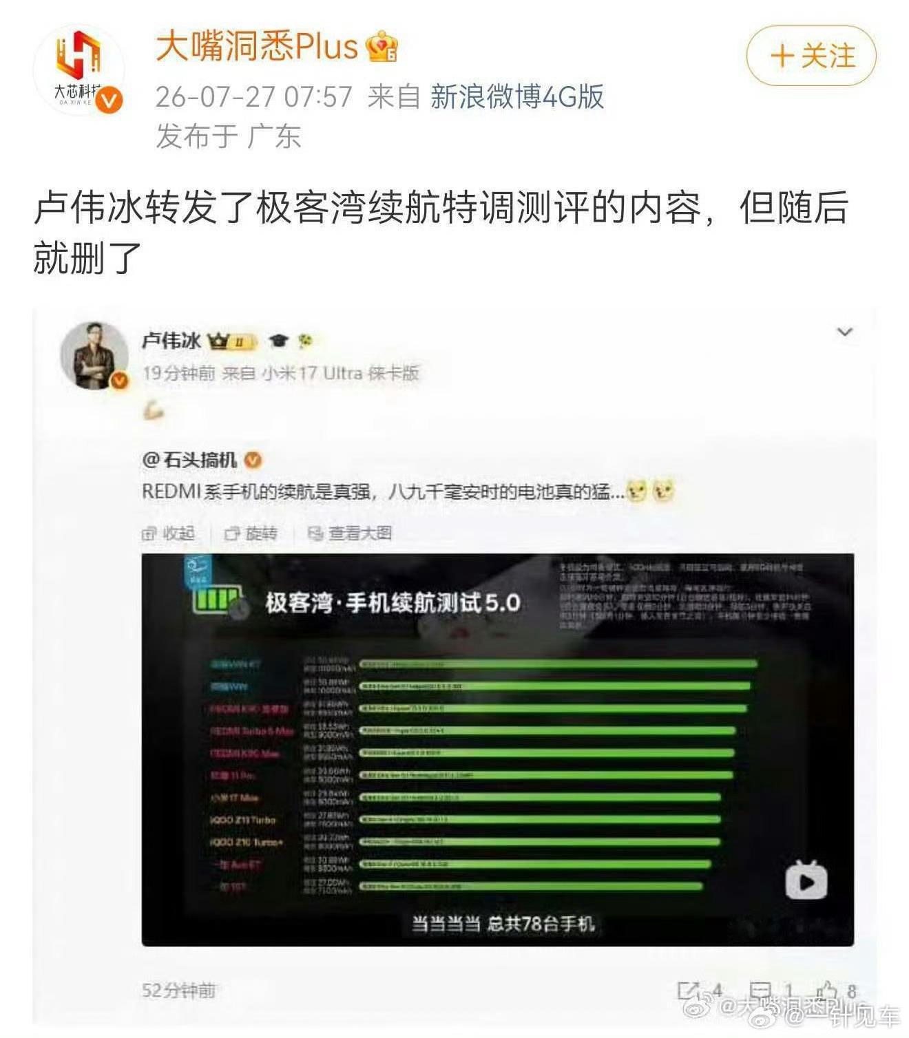 卢总人其实还挺好的，被央视点名过的博主账号（石头搞机）应该也不是故意挖坑。红米K