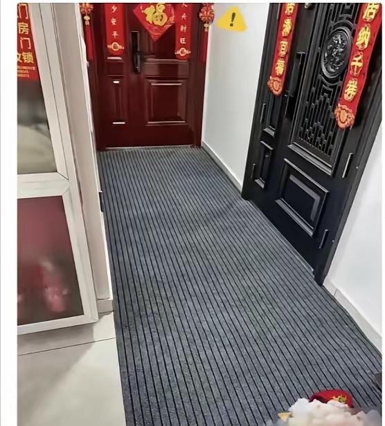 今早一开门直接傻了！刚搬来没几天的邻居，一声不吭把我家门口也铺上了地垫，跟他家连