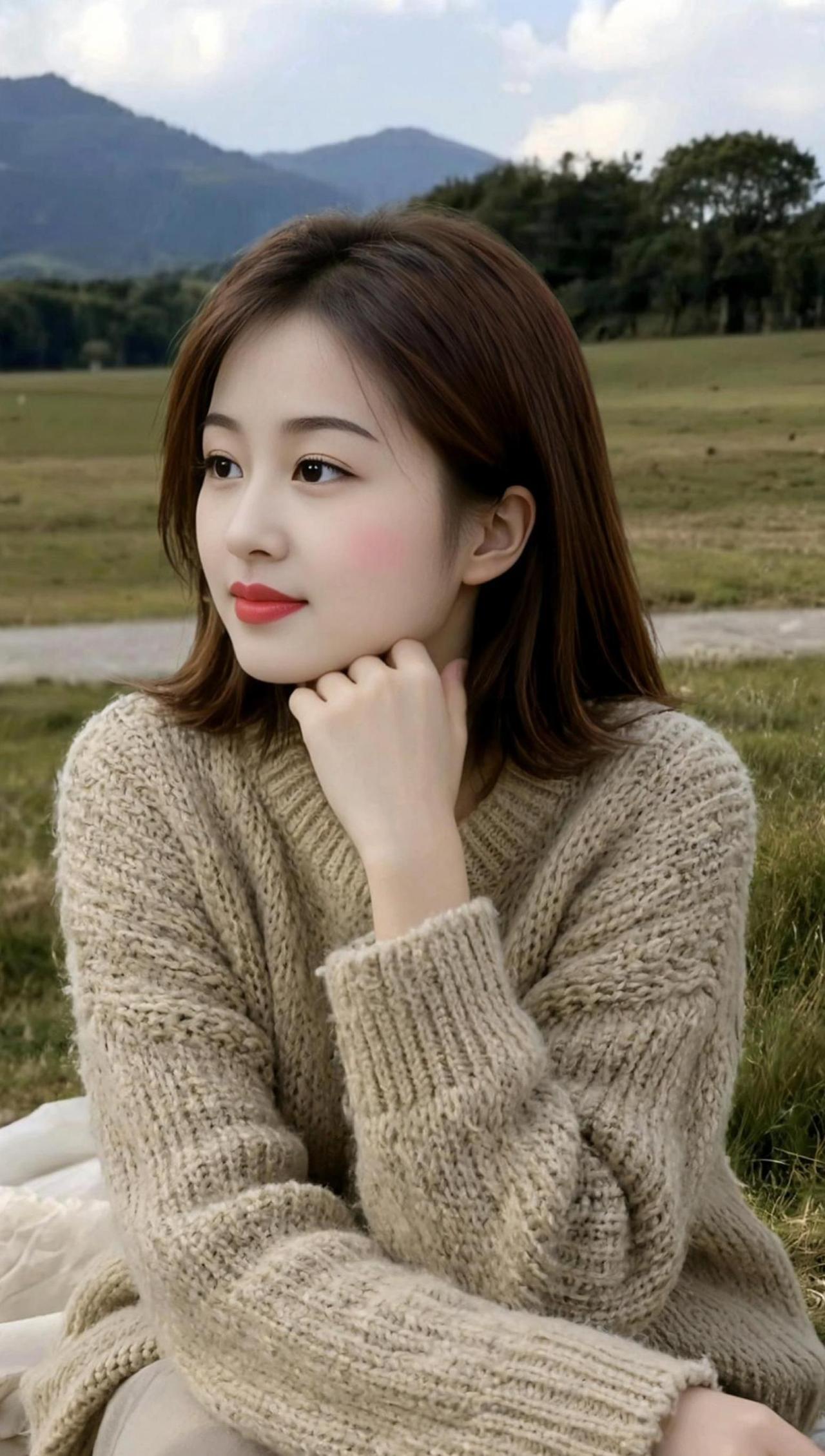 AI草地氛围感写真