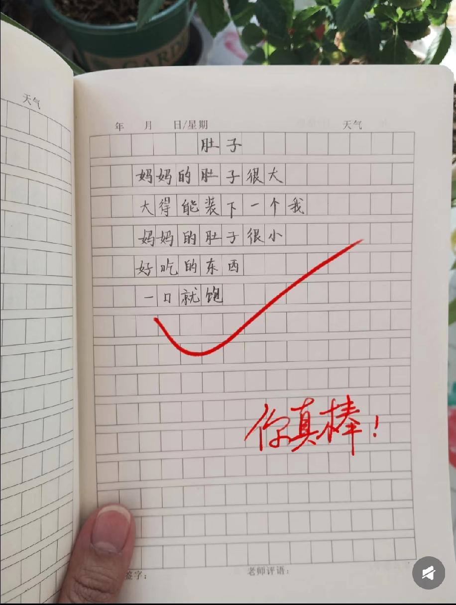 这篇“妈妈的肚子”小作文火了，“装下我又装不下好吃的”，你被孩子的细腻暖到了吗？