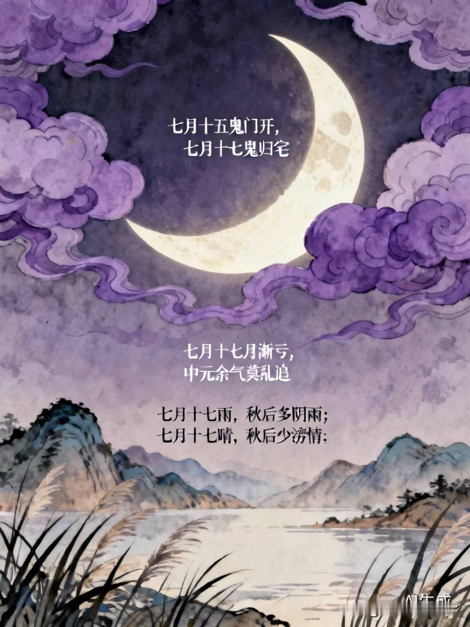 今天是七月十七民间俗语有1.七月十五鬼门开，七月十七鬼归宅说法：七月十五中