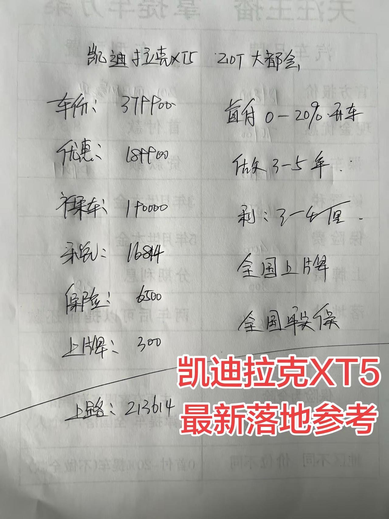 凯迪拉克XT5最新落地参考。凯迪拉克