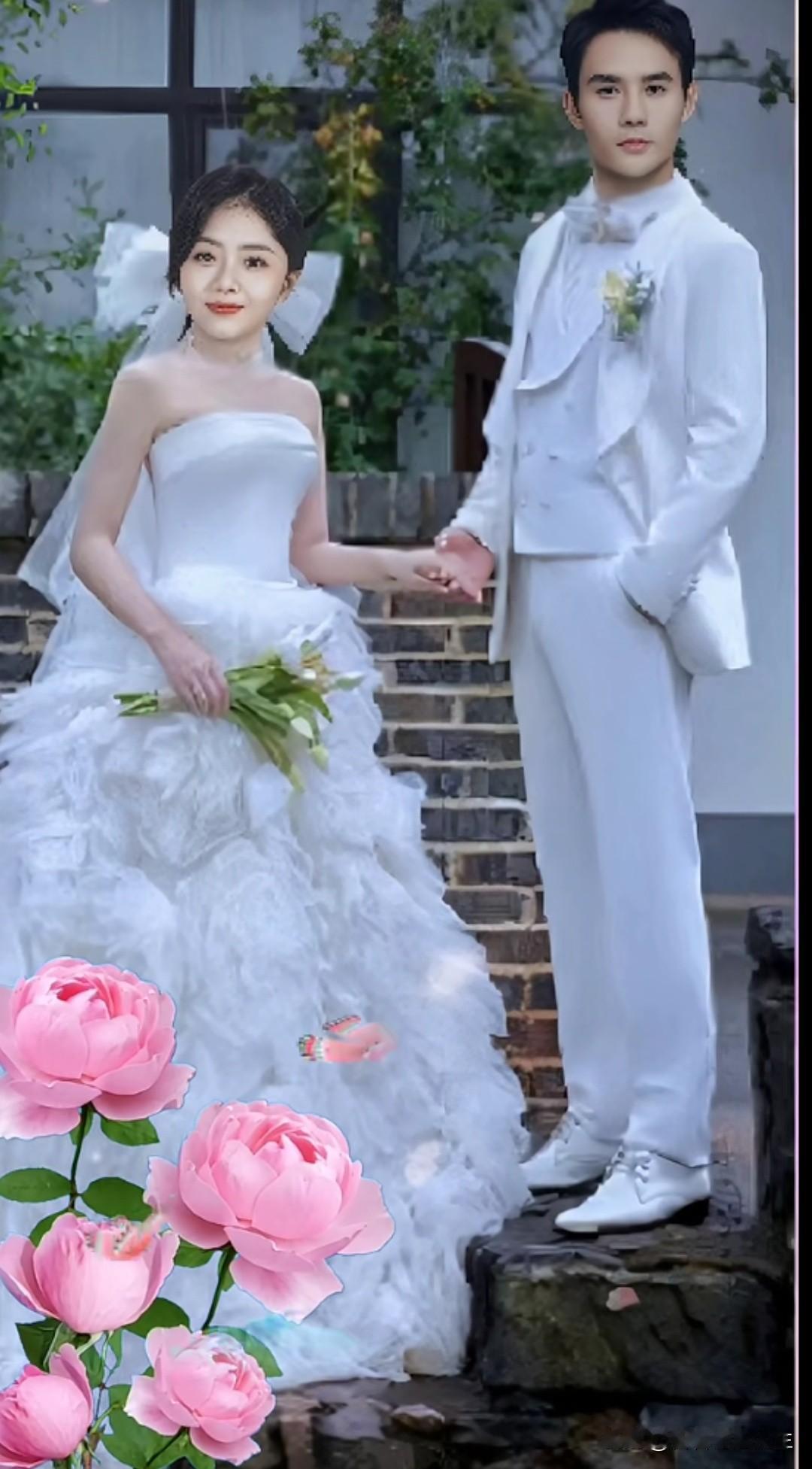 哇！王凯和谭松韵的婚礼照美翻了~粉嫩玫瑰衬得两人超配，男主帅到掉渣，女主美若天仙