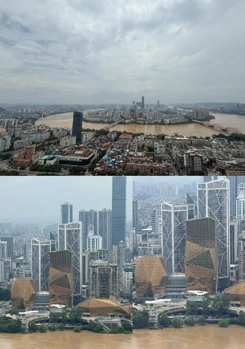 7.7柳州实况市区一般没事，邕江昨天就在涨水了，但昨天还没泄洪，因为下游郁江