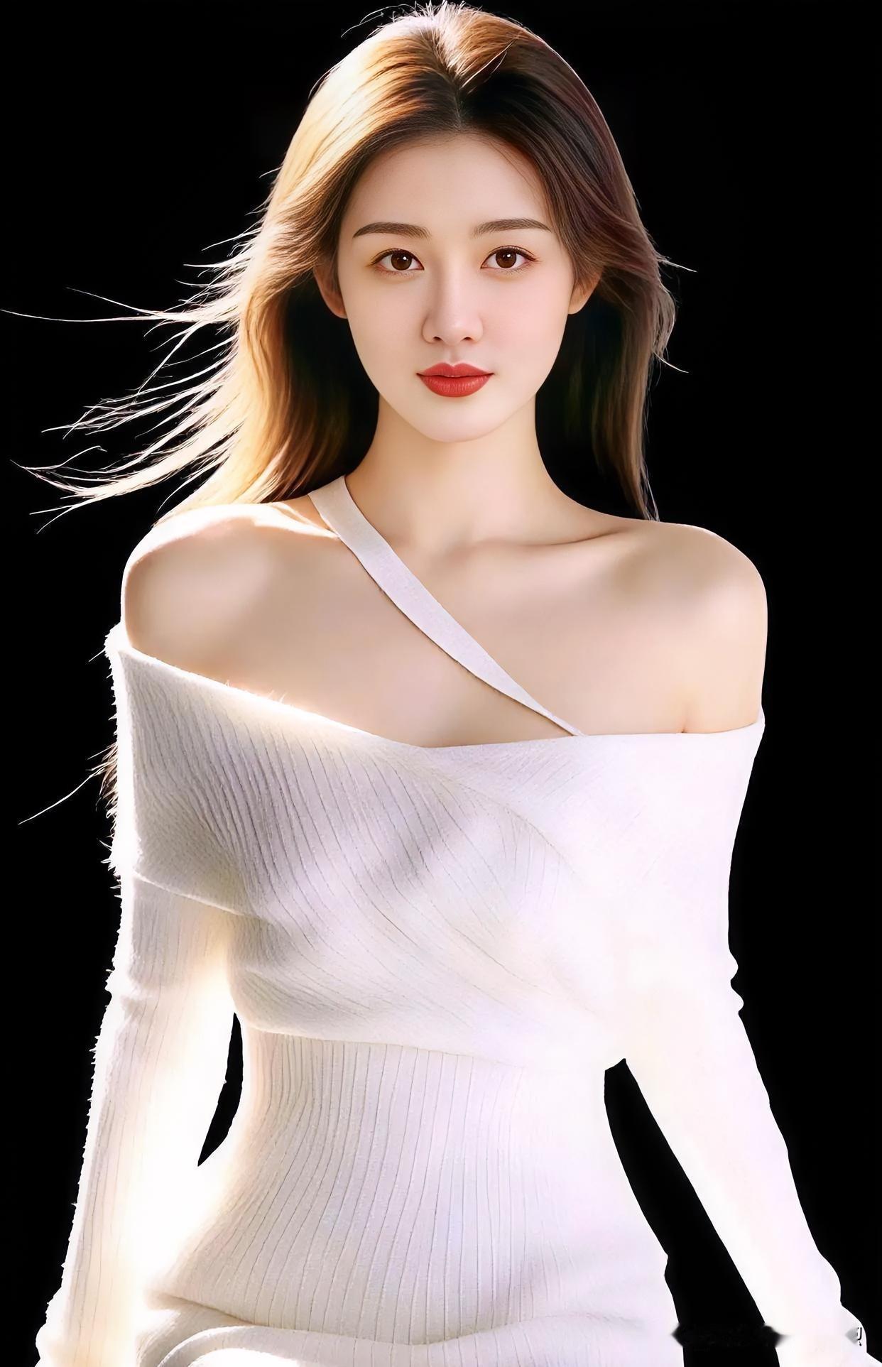 现代散文诗黑幕为纸，白纱作雪。肩头斜带轻挽，发丝随风起舞，眸光如星，静立