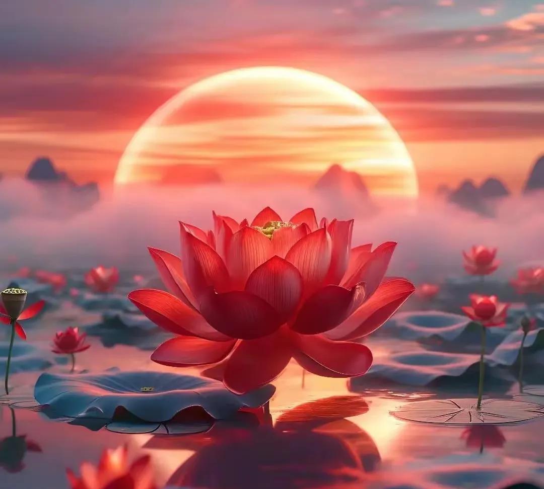 红莲开花见者鸿运