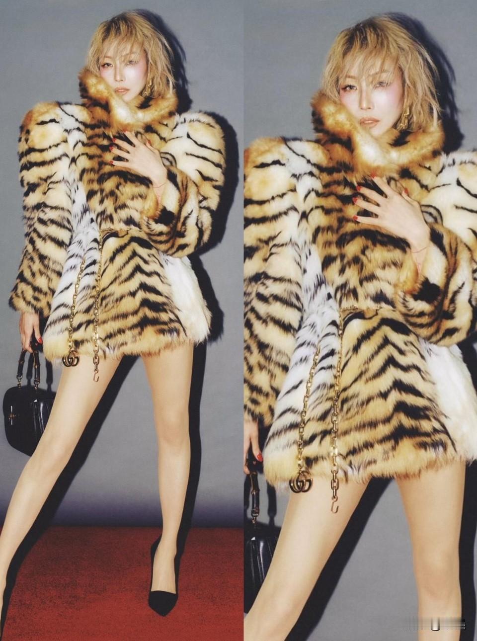 郑秀文虎纹大衣造型穿出了大杀四方的气场郑秀文身穿Demna入主Gucci后首