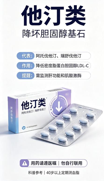 40岁以上必看！6种降脂药清单，第2种很多人都不知道40岁后血管开始老化，《