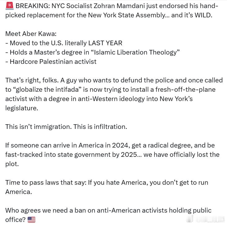 佐兰·曼达尼刚刚宣布支持他亲自挑选的纽约州议会接班人……情况相当惊人。这个名叫阿