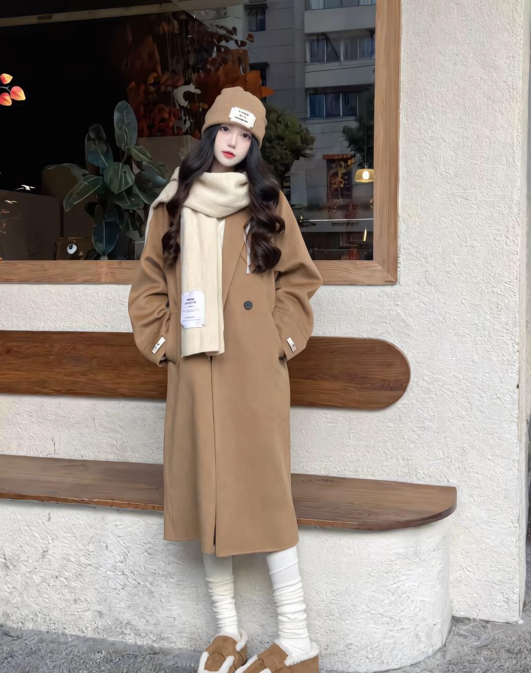 秋日穿搭指南：米色大衣+毛绒靴，温暖又时尚！🍂👢