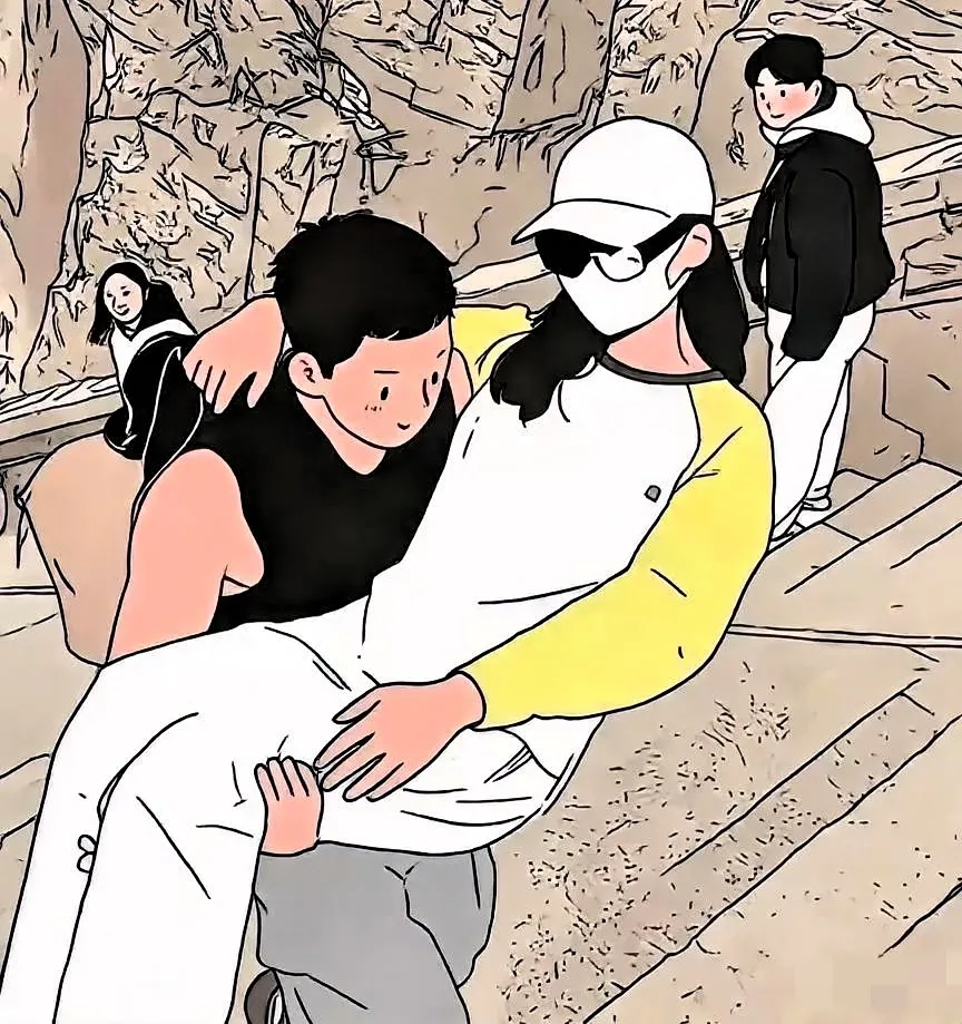 安徽一女子在点陪爬时破防了！​女子瞒着老公去泰山旅游，消费500元找了个身高一