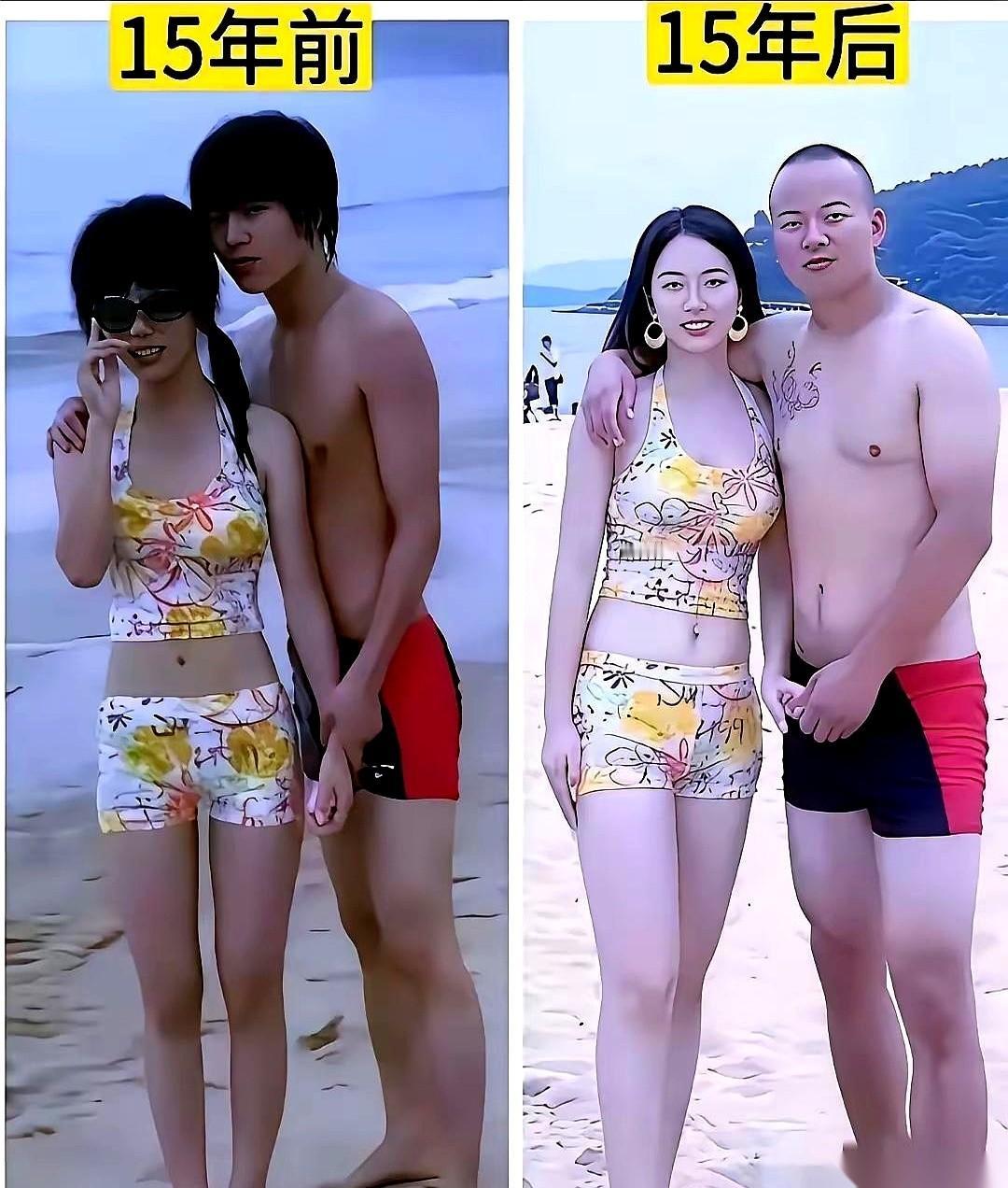 别的不说，就这两张照片。一张婚前，一张15年后。这哥们儿，肉眼可见地老了，沧
