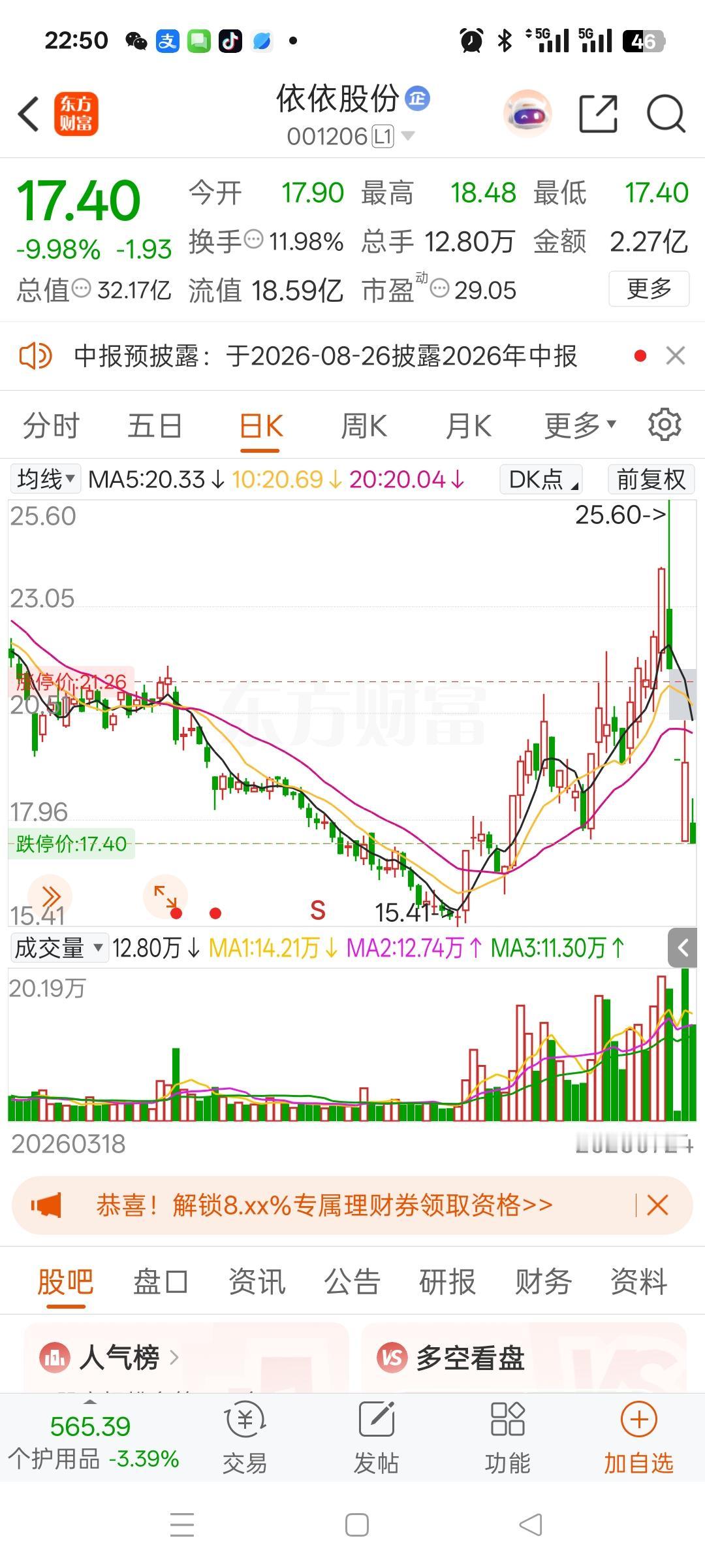 一位股民在股吧里发视频崩溃难耐，满心委屈无处诉说。4月16日，在21.3元重