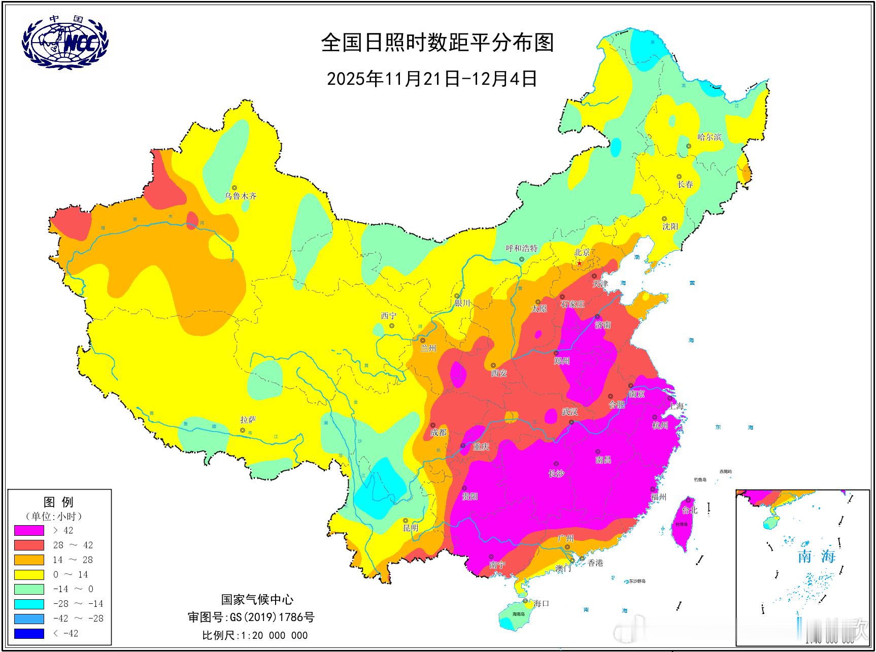 【南方日照明显偏多】11月下旬以来，晴天多、雨雪少，我国多地的日照充足。尤其是南