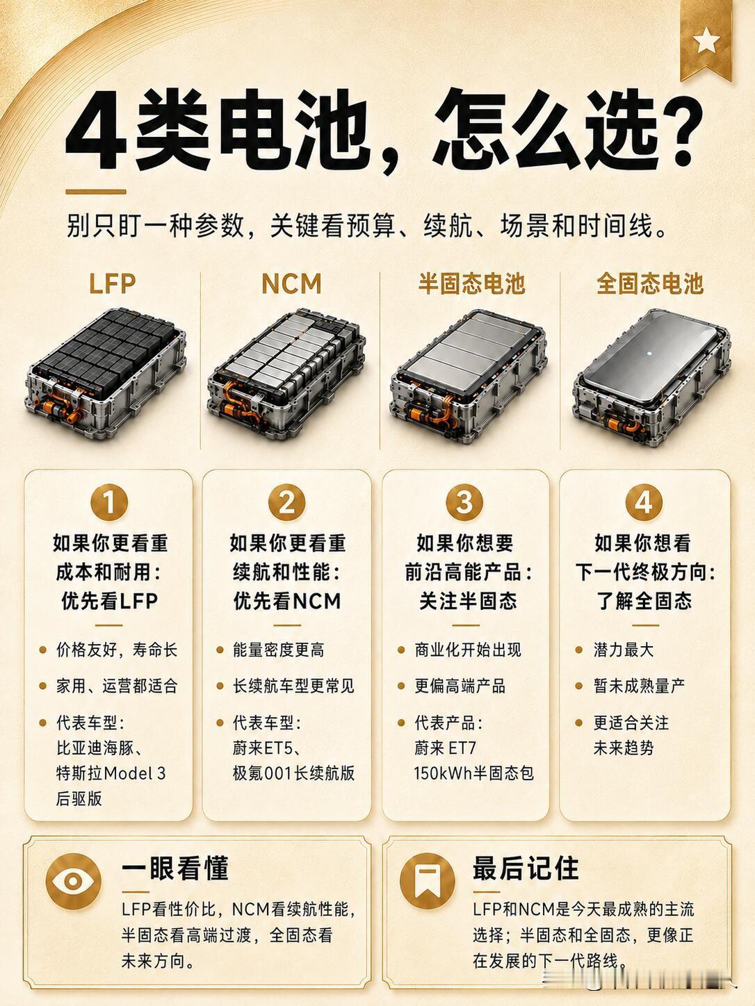 磷酸铁锂、三元锂、半固态、全固态怎么选？大家买车挑电池，是不是越看越头大
